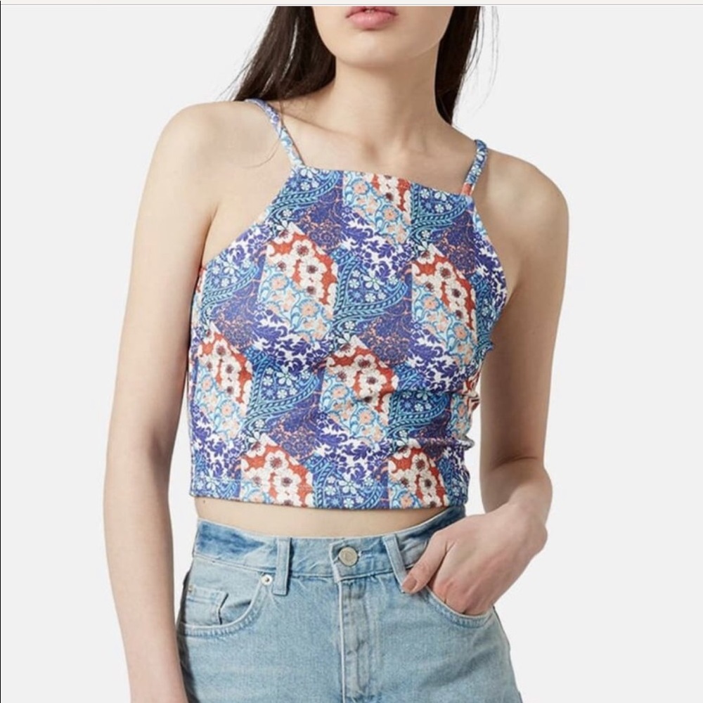 Top Shop Patchwork Crop Top